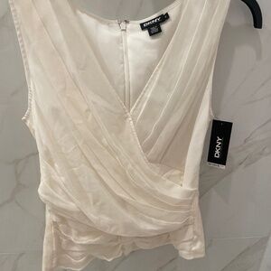DKNY Ivory pleated top size 8
